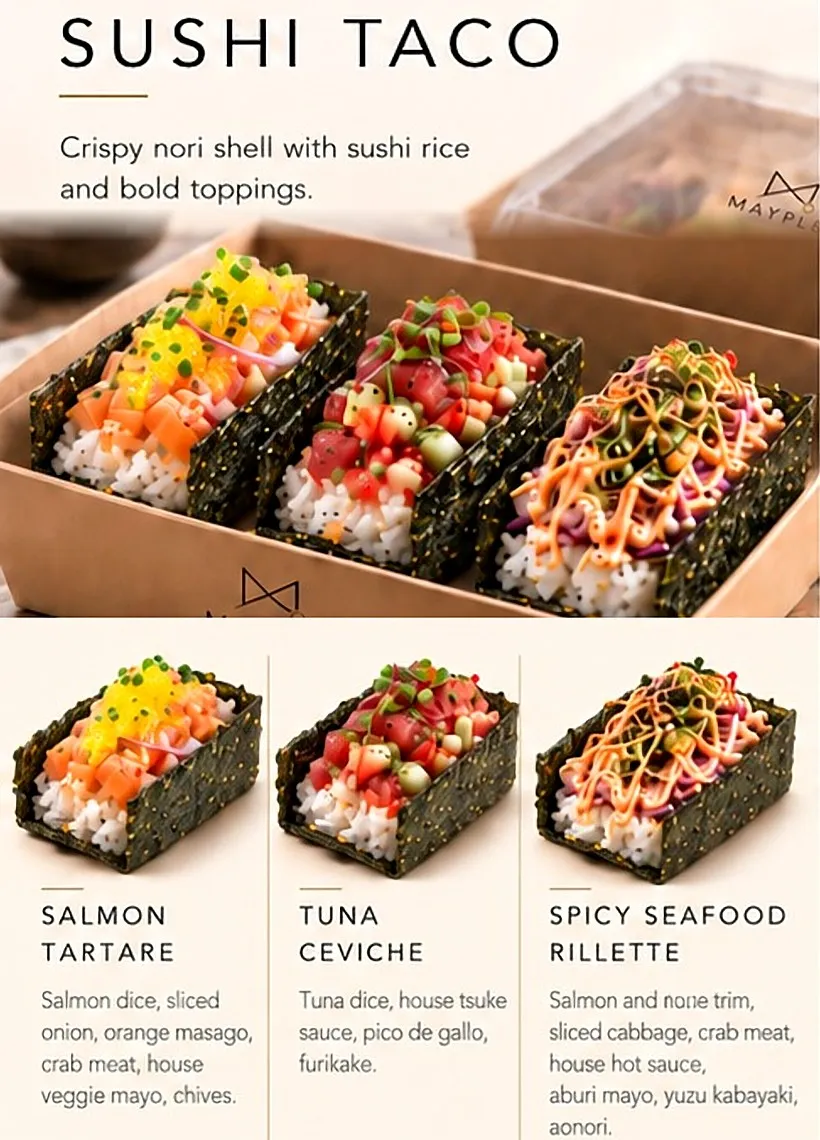 Sushi Taco menu board