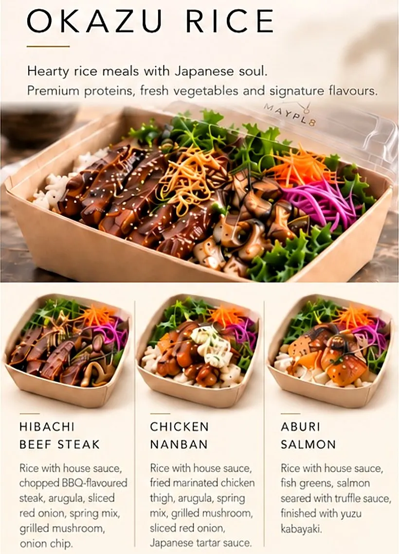 Okazu Rice menu board